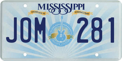 MS license plate JOM281