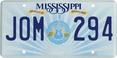 MS license plate JOM294