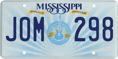 MS license plate JOM298