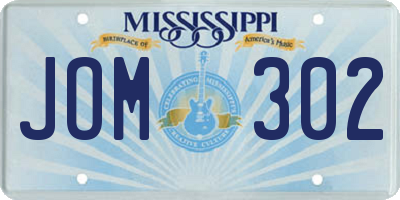 MS license plate JOM302