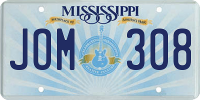 MS license plate JOM308