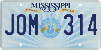 MS license plate JOM314