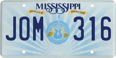 MS license plate JOM316