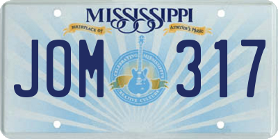 MS license plate JOM317