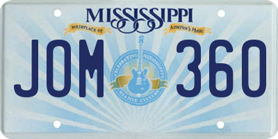 MS license plate JOM360