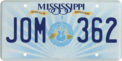 MS license plate JOM362