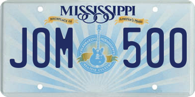 MS license plate JOM500