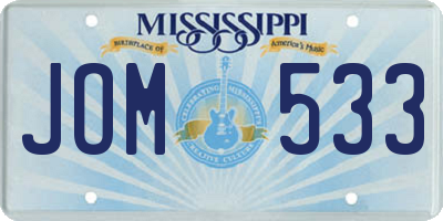MS license plate JOM533