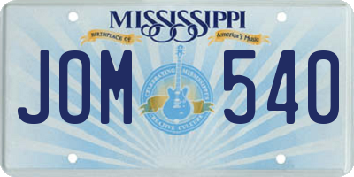 MS license plate JOM540