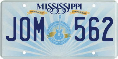 MS license plate JOM562