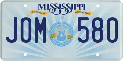 MS license plate JOM580