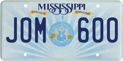 MS license plate JOM600