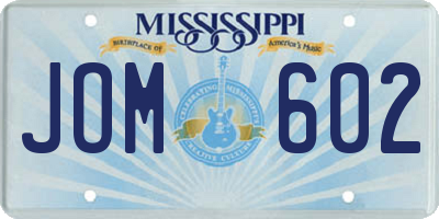 MS license plate JOM602