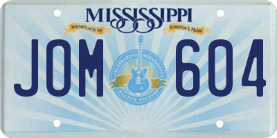 MS license plate JOM604