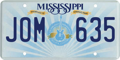 MS license plate JOM635
