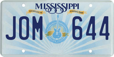 MS license plate JOM644