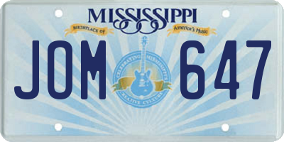 MS license plate JOM647