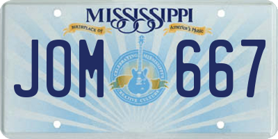 MS license plate JOM667