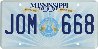 MS license plate JOM668