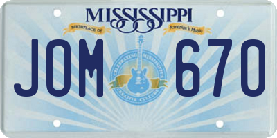 MS license plate JOM670