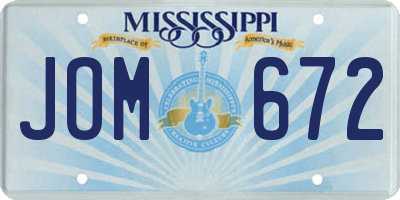 MS license plate JOM672
