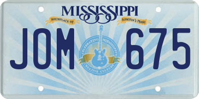 MS license plate JOM675