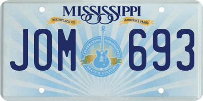 MS license plate JOM693
