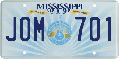 MS license plate JOM701