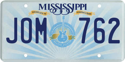 MS license plate JOM762