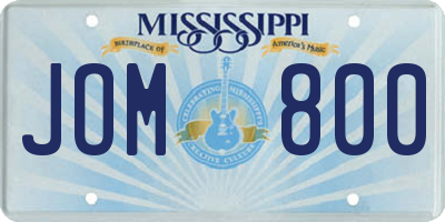 MS license plate JOM800