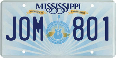 MS license plate JOM801