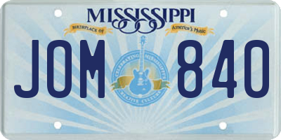 MS license plate JOM840