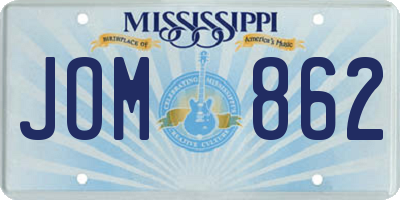 MS license plate JOM862