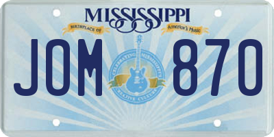 MS license plate JOM870
