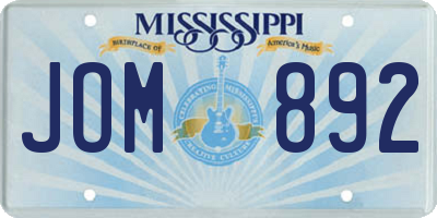 MS license plate JOM892