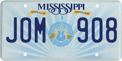 MS license plate JOM908
