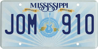 MS license plate JOM910