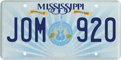 MS license plate JOM920