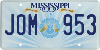 MS license plate JOM953