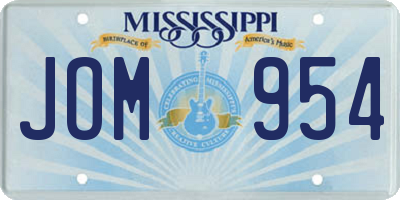 MS license plate JOM954