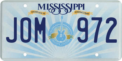 MS license plate JOM972