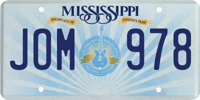 MS license plate JOM978