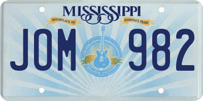 MS license plate JOM982