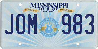 MS license plate JOM983