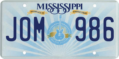 MS license plate JOM986