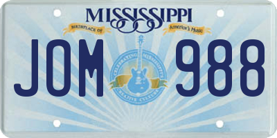 MS license plate JOM988