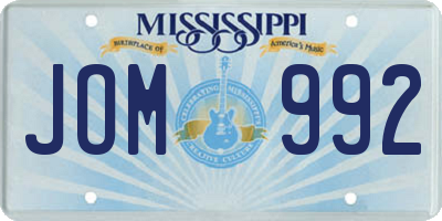 MS license plate JOM992