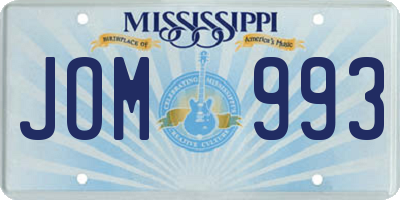 MS license plate JOM993