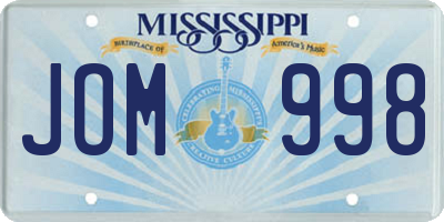 MS license plate JOM998