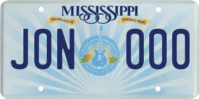 MS license plate JON000